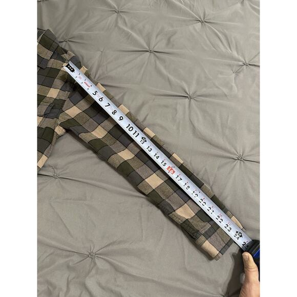 Mens Flannel Shirt Medium Long Sleeve Goodfellow & Co Green Gray Tan - Picture 10 of 11